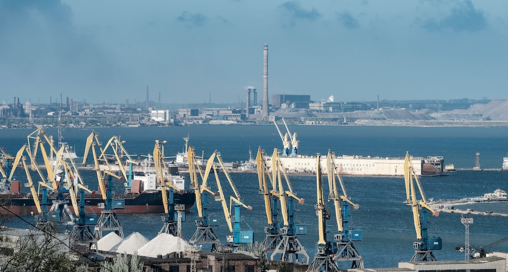 oil rigs on a dock in Ukraine